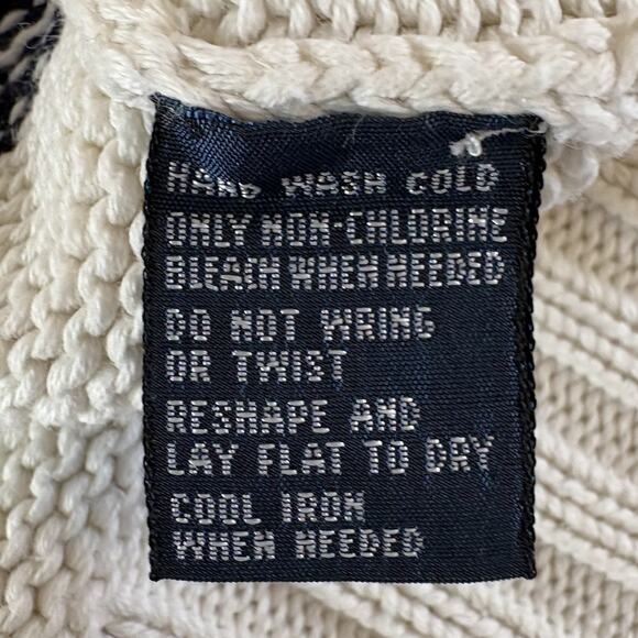 Polo Ralph Lauren White with Blue Stripes Sweater 100% Cotton Men’s Size XL - Picture 14 of 16